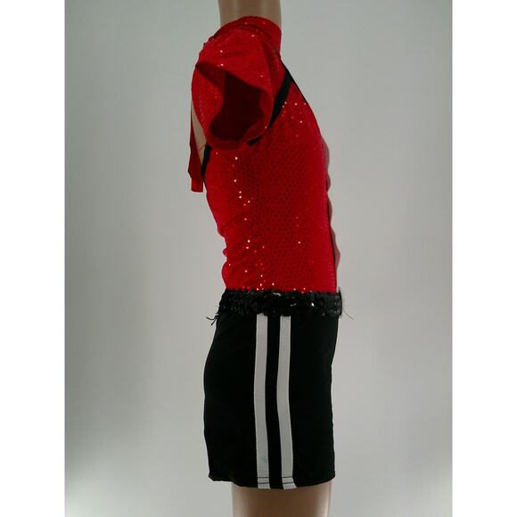 Dance Costume Gallery 15388 Medium Child Red Unitard Jazz Sequin Hip Hop Sports - Picture 2 of 3